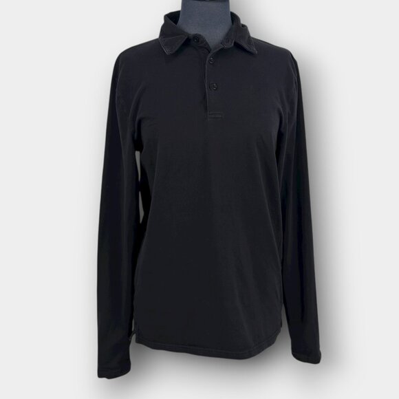 Le 31 by Simons Organic Cotton Long Sleeve Black Polo Shirt Mens Small P/S Size - Picture 1 of 7